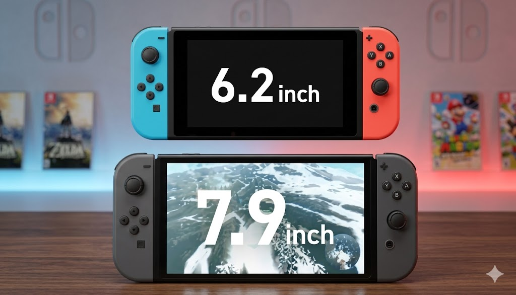 Nintendo Switch 2: El Análisis Definitivo tras un año de uso (2026) Comparativa de tamaño de pantalla Switch vs Switch 2